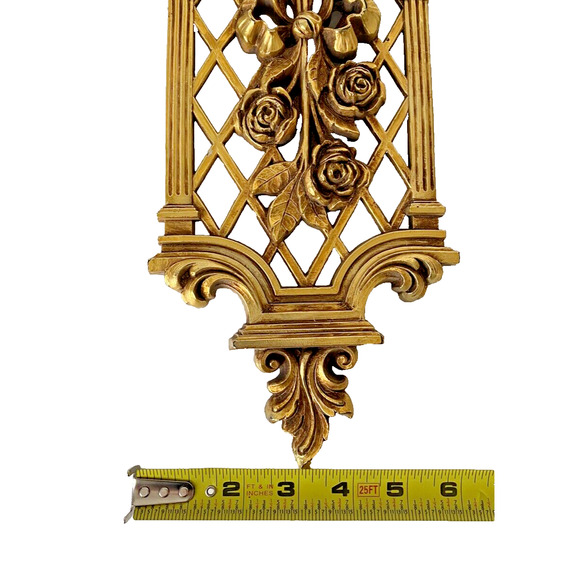 Vintage Gold Floral Wall Hanging Decor Hollywood Regency Spring Fall Retro - Picture 6 of 9